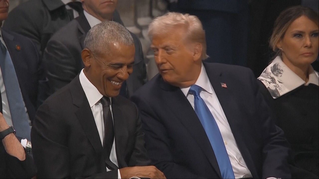 Las risas de Trump con Obama durante el funeral de Jimmy Carter que no gustan a Kamala Harris
