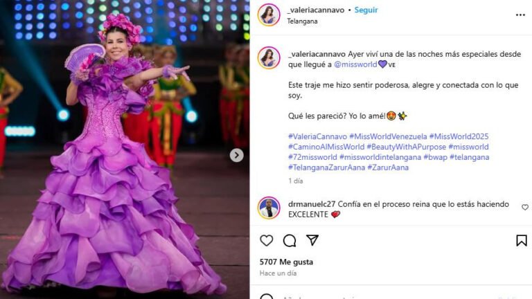 Valeria Cannavo en el desfile de apertura Miss Mundo 2025