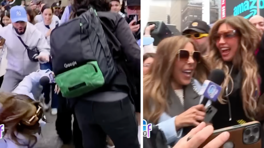 Reportera de ‘El gordo y la flaca’ protagoniza caída viral al tropezarse con Thalía en Times Square Reportera de ‘El gordo y la flaca’ protagoniza caída viral al tropezarse con Thalía en Times Square