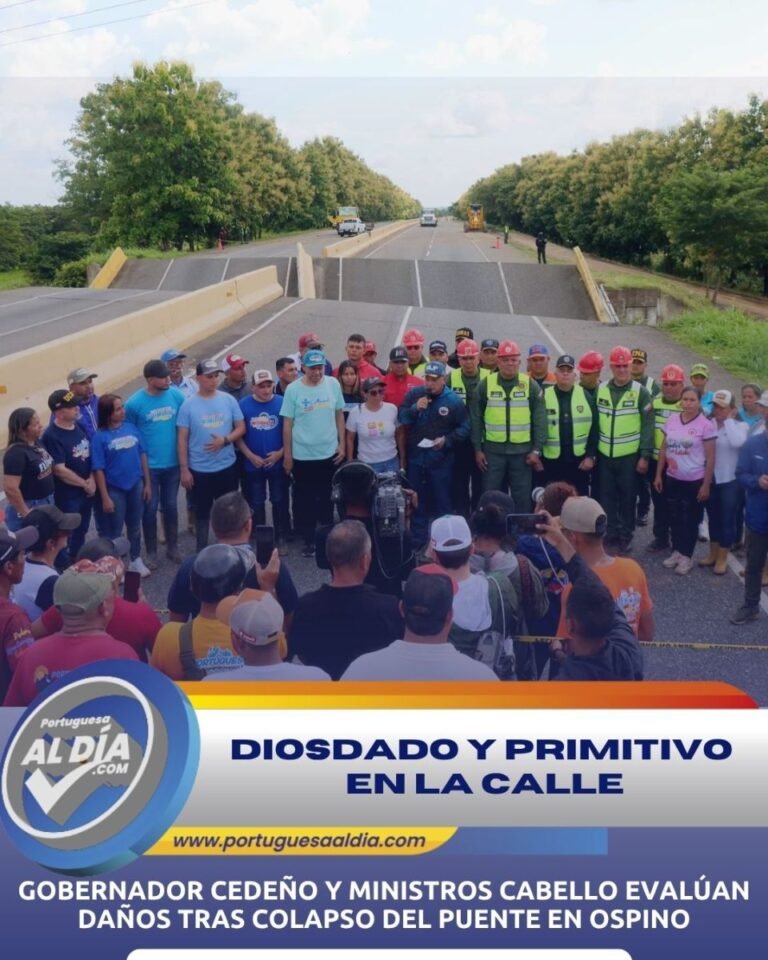 Gobernador Cedeño y ministros Cabello evalúan daños tras colapso del puente en Ospino⁣ – portuguesaaldia.com