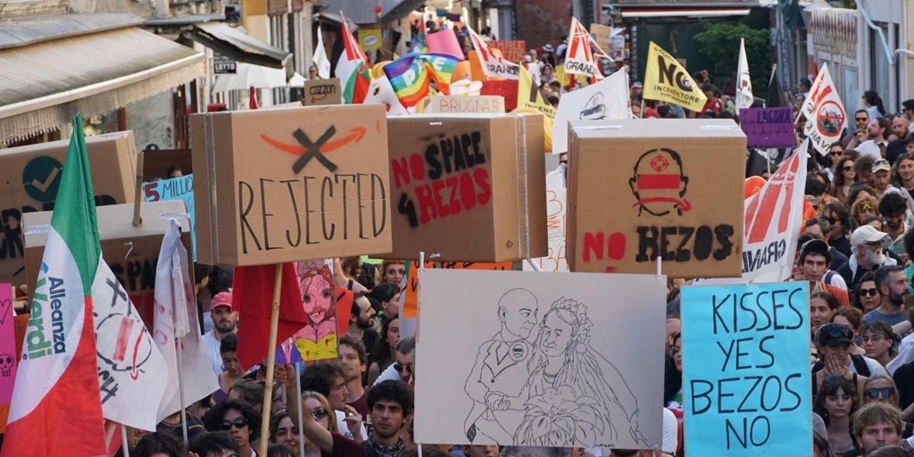 Las manifestaciones en Venecia ensombrecen la boda de Jeff Bezos Las manifestaciones en Venecia ensombrecen la boda de Jeff Bezos